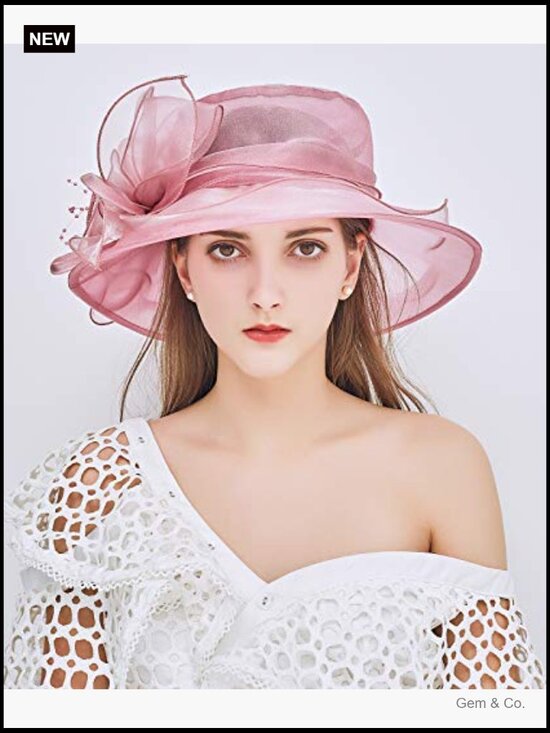 Organza Wide Brim Derby Fascinator Hat Church Wedding Cocktail Tea Party main image 3